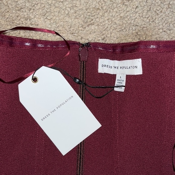 Dress The Population Fernanda Strapless Evening Gown Burgundy Large - Picture 8 of 10